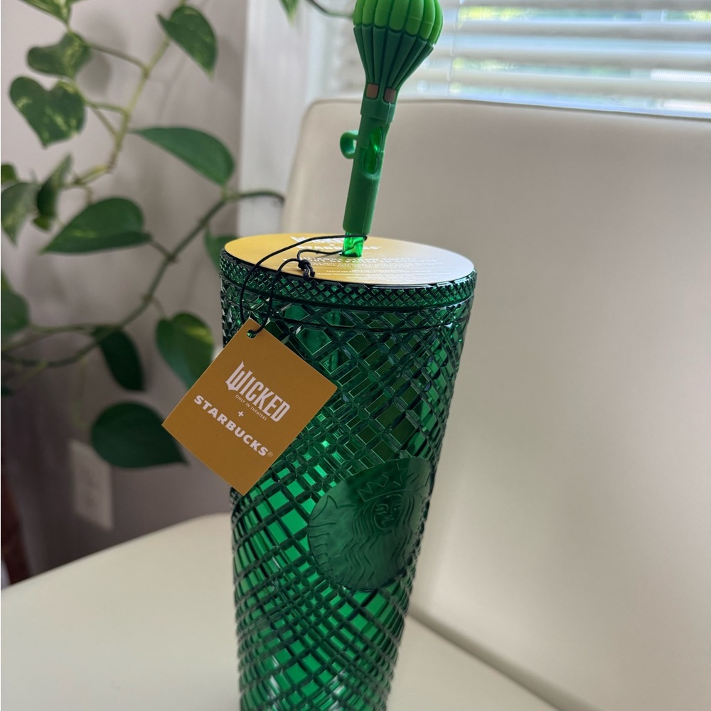Wicked Starbucks Emerald City Green Tumbler with Balloon Straw Topper